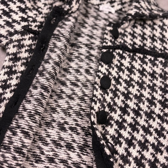 Vintage Carducci Black & White Houndstooth Knit Coat Cardigan (S) Mohair Wool - Picture 10 of 16